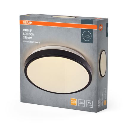 Osram - ORBIS LONDON LED Ceiling Light, 16W/230V, Ø 28 cm, Black