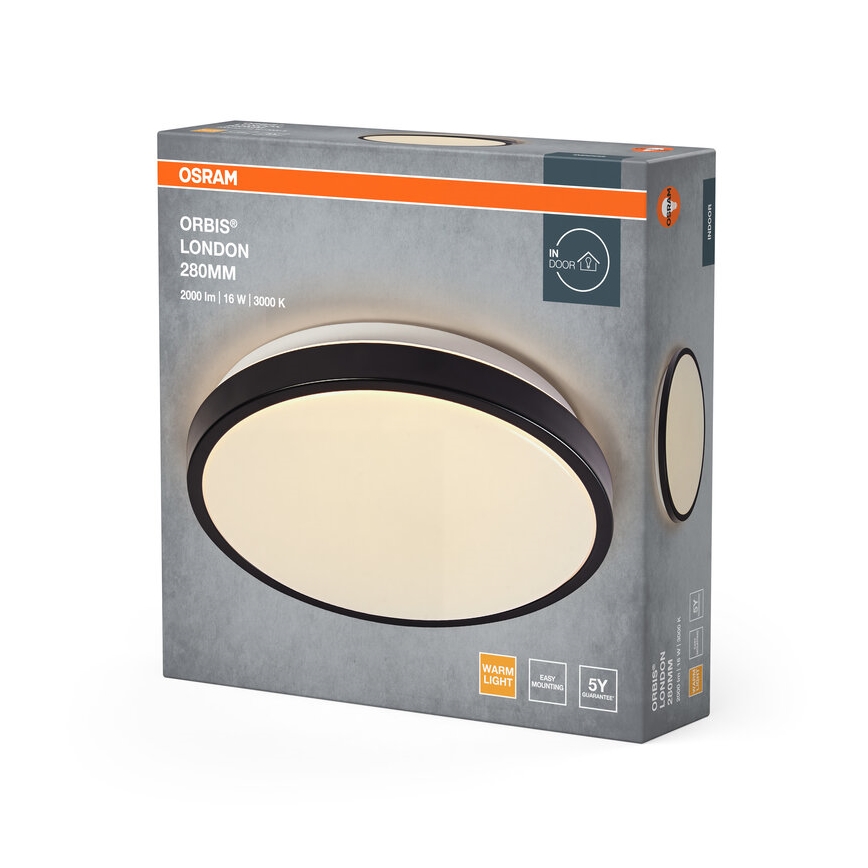 Osram - ORBIS LONDON LED Ceiling Light, 16W/230V, Ø 28 cm, Black