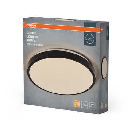 Osram - ORBIS LONDON LED Ceiling Light, 36W/230V, Ø 48 cm, Black