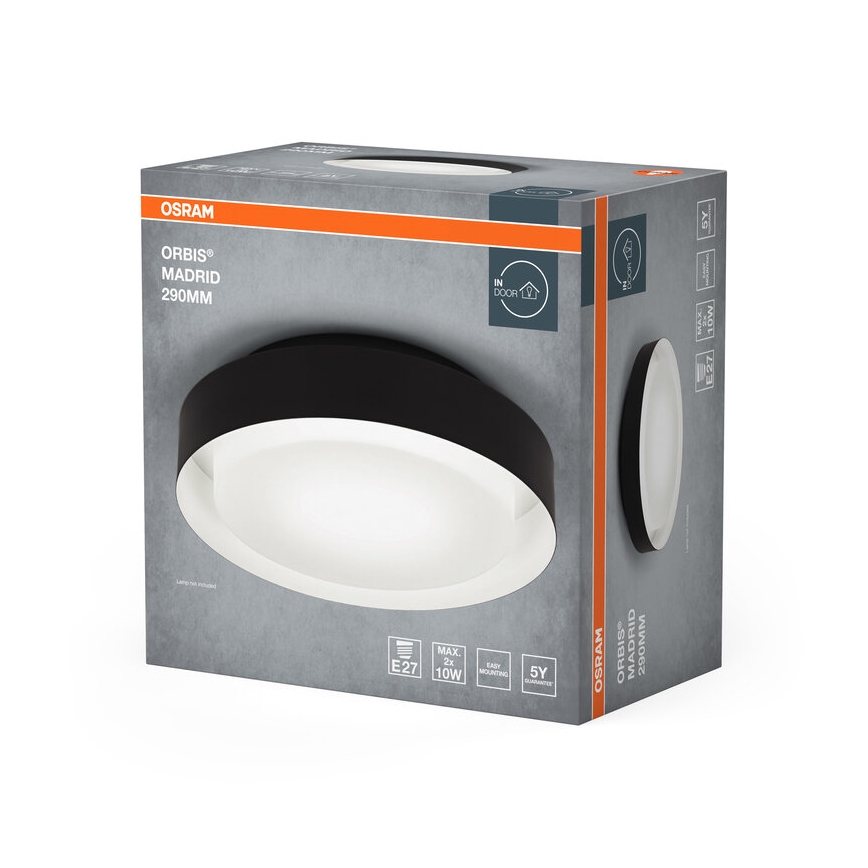 Osram - ORBIS MADRID ceiling light 2xE27/10W/230V dia. 29 cm black