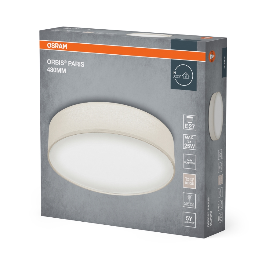 Osram - ORBIS PARIS Ceiling Light 3xE27/25W/230V Ø 48 cm Cream