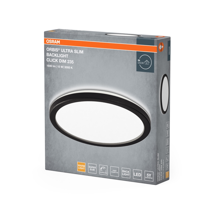 Osram - Dimmable LED ceiling light ORBIS ULTRA SLIM LED/15W/230V 3000K dia. 23,5 cm black
