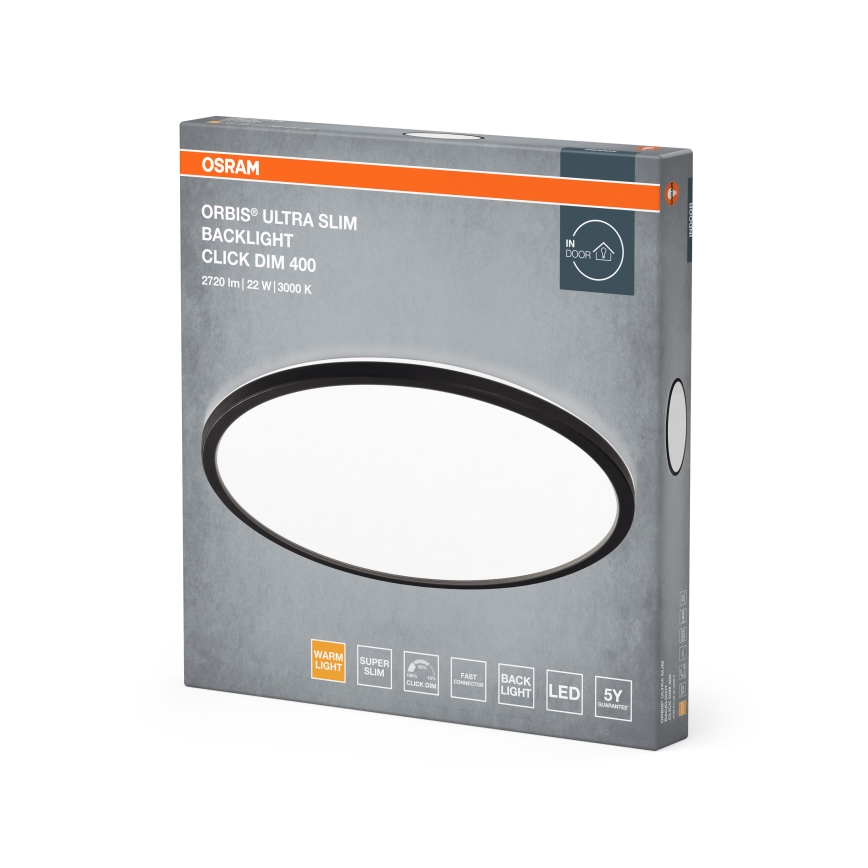 Osram - Dimmable LED Ceiling Light ORBIS ULTRA SLIM LED/22W/230V 3000K Ø 40 cm Black