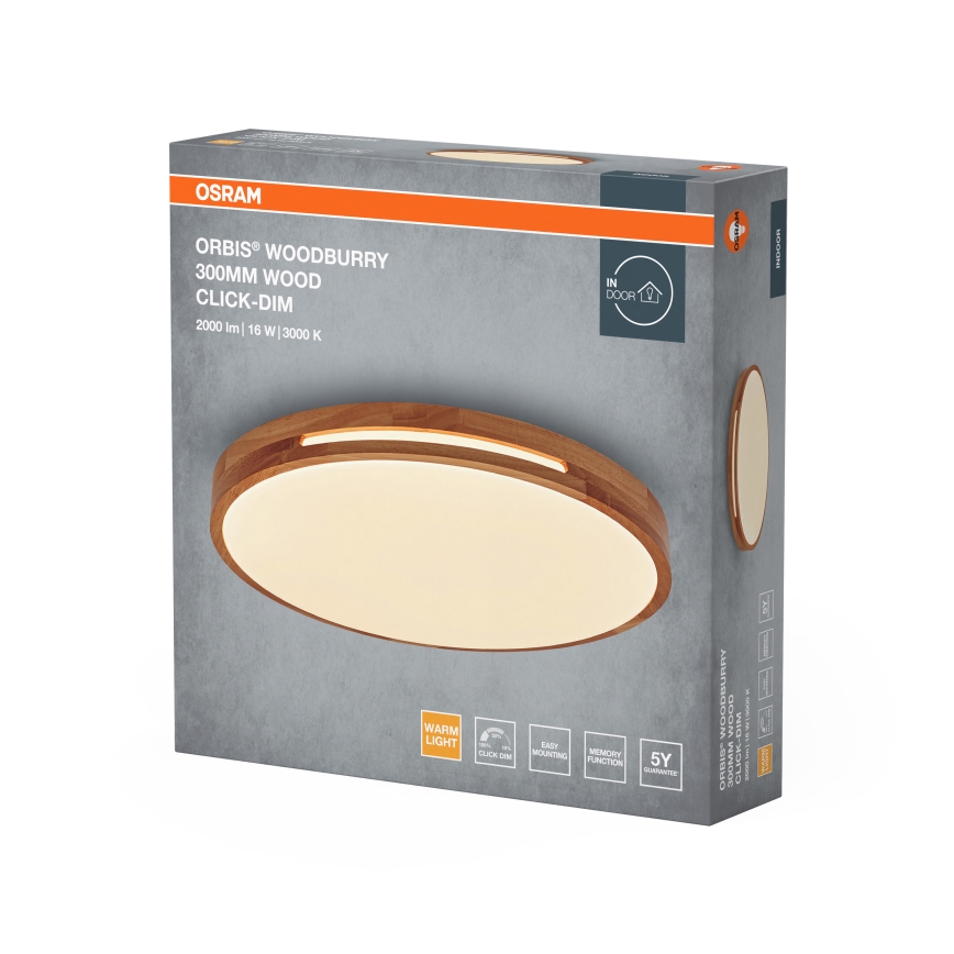 Osram - ORBIS WOODBURRY LED Dimmable Ceiling Light, 16W/230V, Ø 30 cm