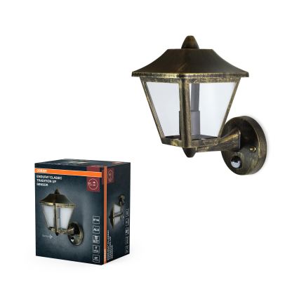 Osram - Outdoor wall lamp with sensor TRADITION UP 1xE27/60W/230V IP44 patina/gold