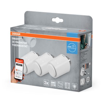 Osram - Pack of 3 SMART+ Thermostatic Radiator Heads (3x AA) - Wi‑Fi