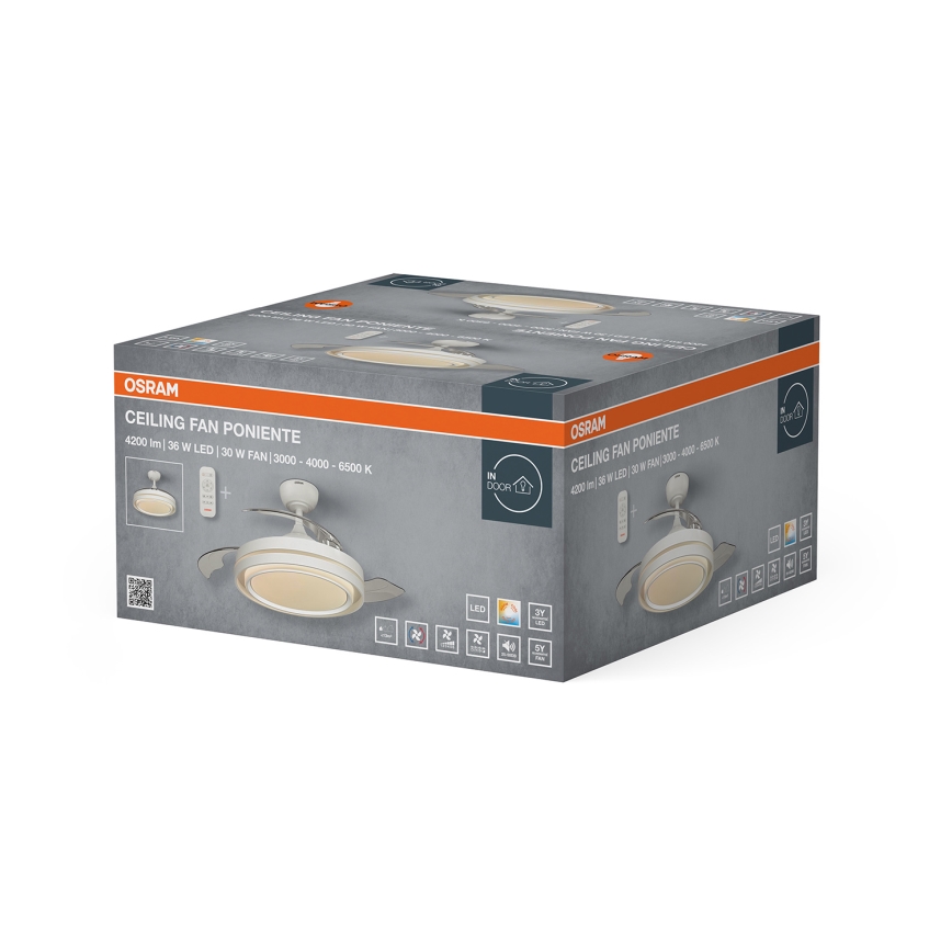 Osram - Dimmable LED ceiling light with fan PONIENTE LED/36W/230V 3000/4000/6500K + remote control