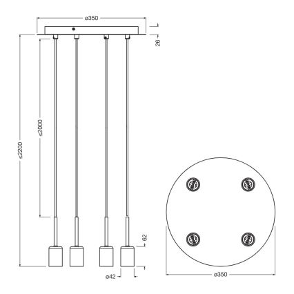 Osram - Power cable NEEDLE PENDANT 4xE27/25W/230V beige