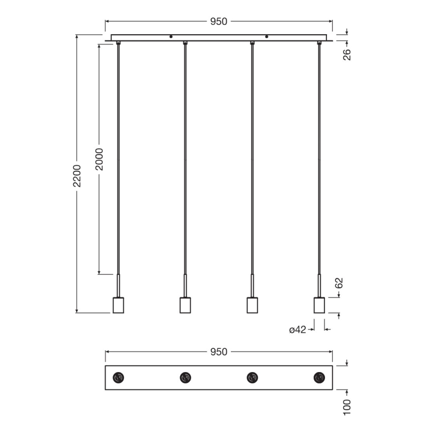 Osram - Power cable NEEDLE PENDANT 4xE27/25W/230V beige
