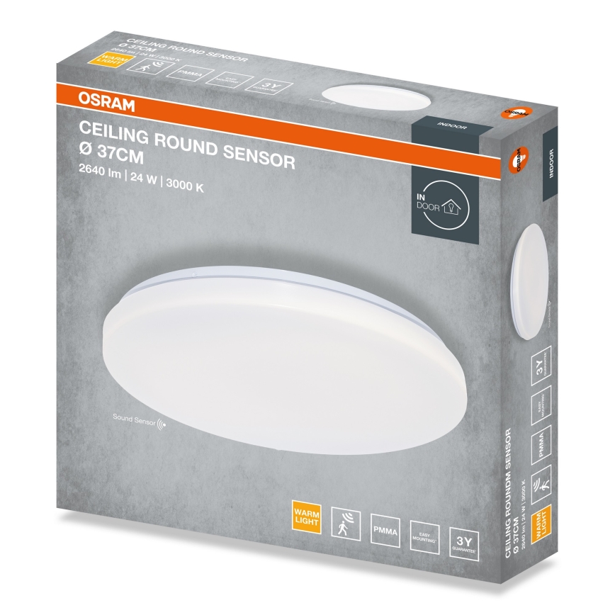 Osram - ROUND LED Ceiling Light with Dusk Sensor, 24W, 230V, diameter 37 cm