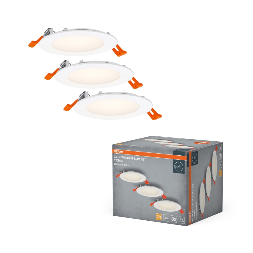 Osram - Set of 3 LED recessed spotlights SPOT LED/8W/230V 3000K Ø 12 cm White