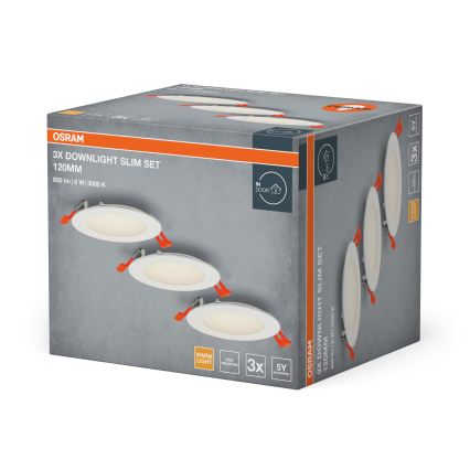 Osram - Set of 3 LED recessed spotlights SPOT LED/8W/230V 3000K Ø 12 cm White