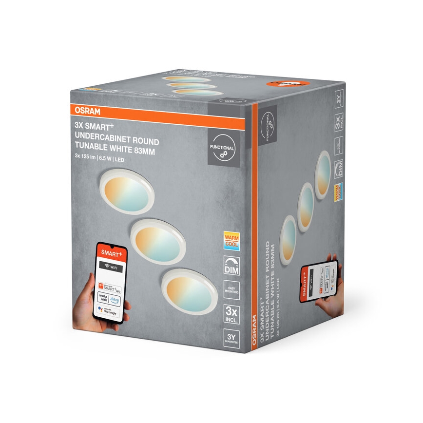 Osram - Set of 3 SMART+ Dimmable LED Under-Cabinet Lights LED/6.5W/230V 3000-6500K Wi-Fi