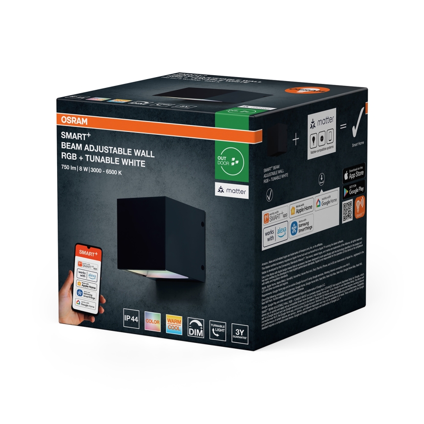 Osram - LED RGBW Dimmable outdoor wall light SMART+ BEAM LED/8W/230V 3000-6500K IP44 Wi-Fi