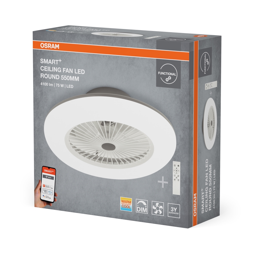 Osram - SMART+ Dimmable LED Ceiling Fan Light, 75 W, 230 V, 3000–6500 K, Wi-Fi + Remote Control