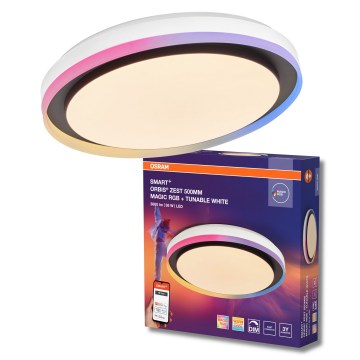 Osram - SMART+ MAGIC RGBW LED Dimmable Ceiling Light, 38W/230V, Ø 49 cm, Black, 2700–6500K, Wi‑Fi
