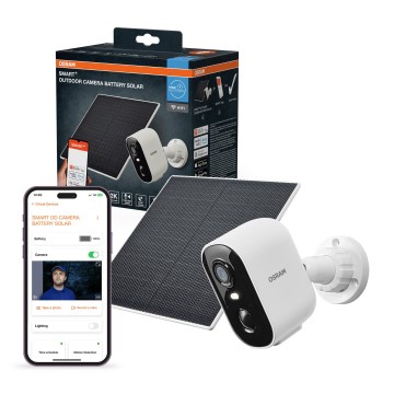 Osram - Smart solar camera with 2K SMART+ sensor, 5V, 5200 mAh, IP66, Wi-Fi