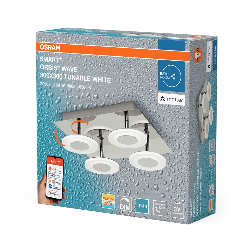 Osram - SMART+ WAVE Dimmable LED Bathroom Ceiling Light LED/24W/230V 3000-6500K IP44 Wi-Fi