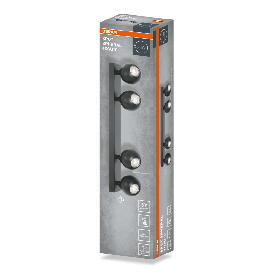 Osram - SPOT SPHERAL 4xGU10/6W/230V black spotlight