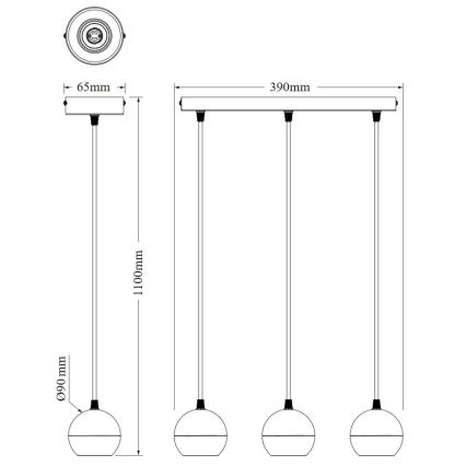Osram - SPOT SPHERAL Cable Pendant 3x GU10/6W/230V White