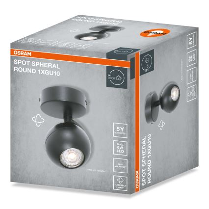 Osram - SPOT SPHERAL spotlight 1xGU10/6W/230V black