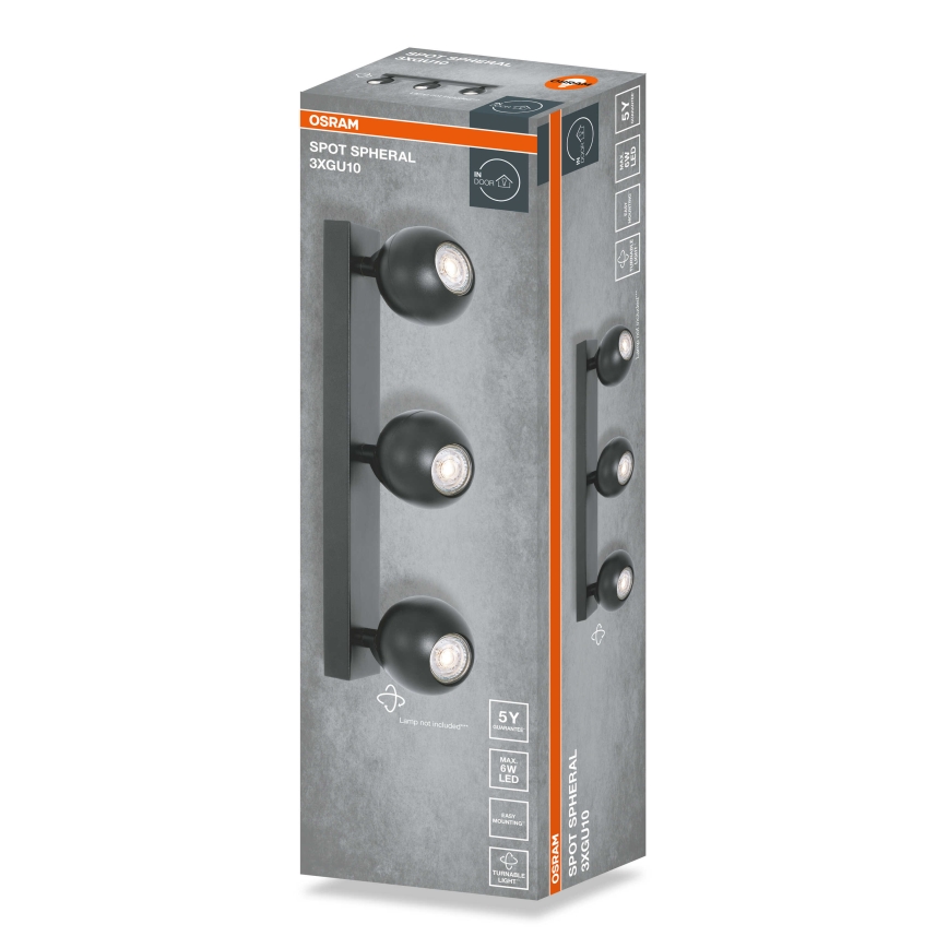 Osram - SPOT SPHERAL spotlight 3xGU10/6W/230V black