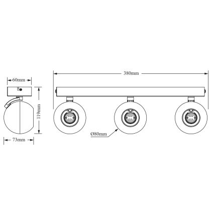 Osram - SPOT SPHERAL spotlight 3xGU10/6W/230V black