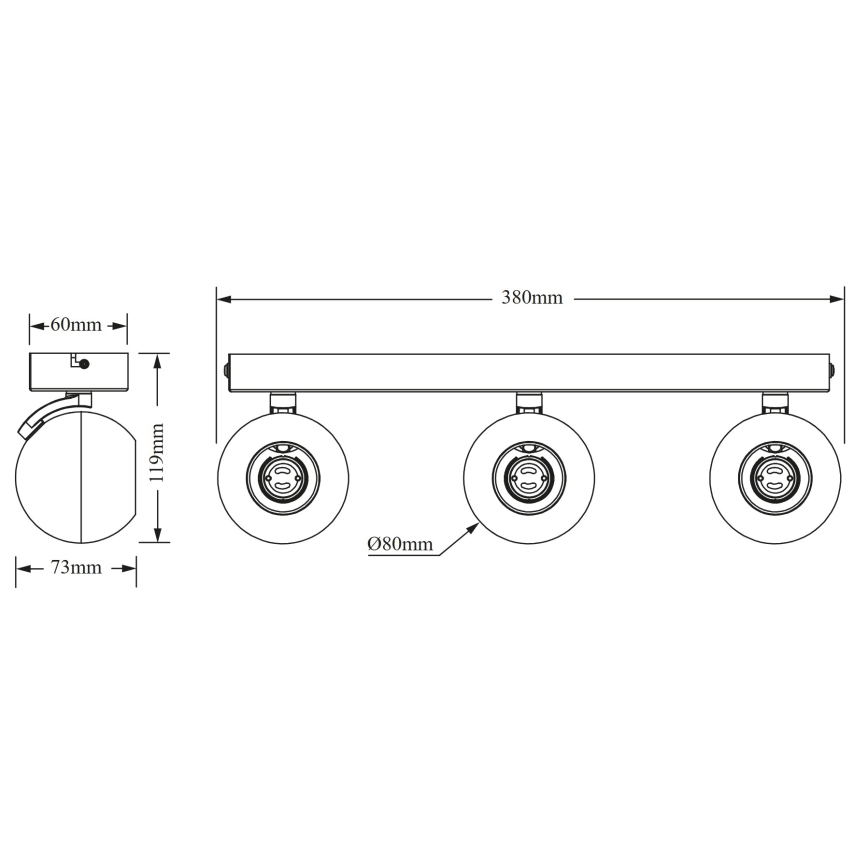 Osram - SPOT SPHERAL spotlight 3xGU10/6W/230V black