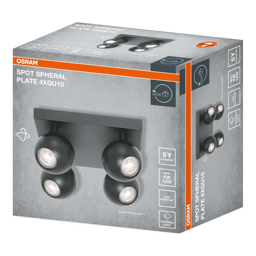 Osram - SPOT SPHERAL spotlight 4xGU10/6W/230V black