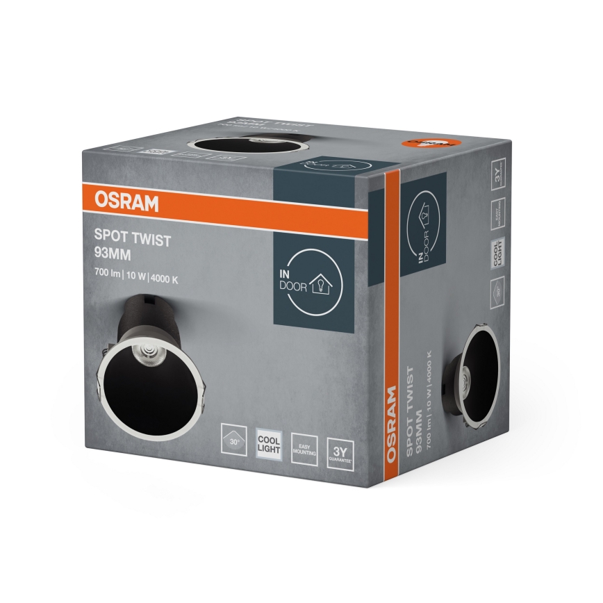 Osram - SPOT TWIST LED recessed downlight LED/10W/230V 4000K Ø 9.3 cm white/black