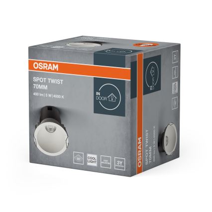 Osram - SPOT TWIST LED Recessed Downlight, 5W, 230V, 4000K, Ø 7 cm, White