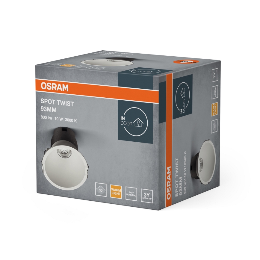 Osram - SPOT TWIST LED Recessed Downlight LED/10W/230V 3000K Ø 9.3 cm White