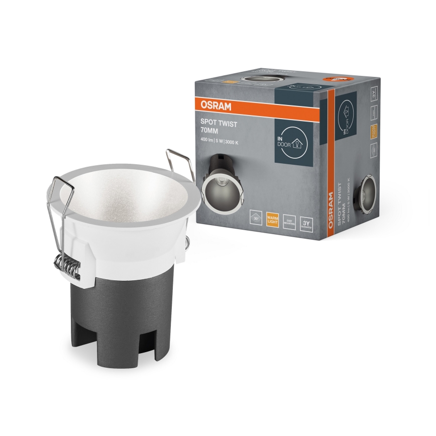 Osram - SPOT TWIST LED Recessed Downlight 5W/230V 3000K Ø 7 cm White/Silver