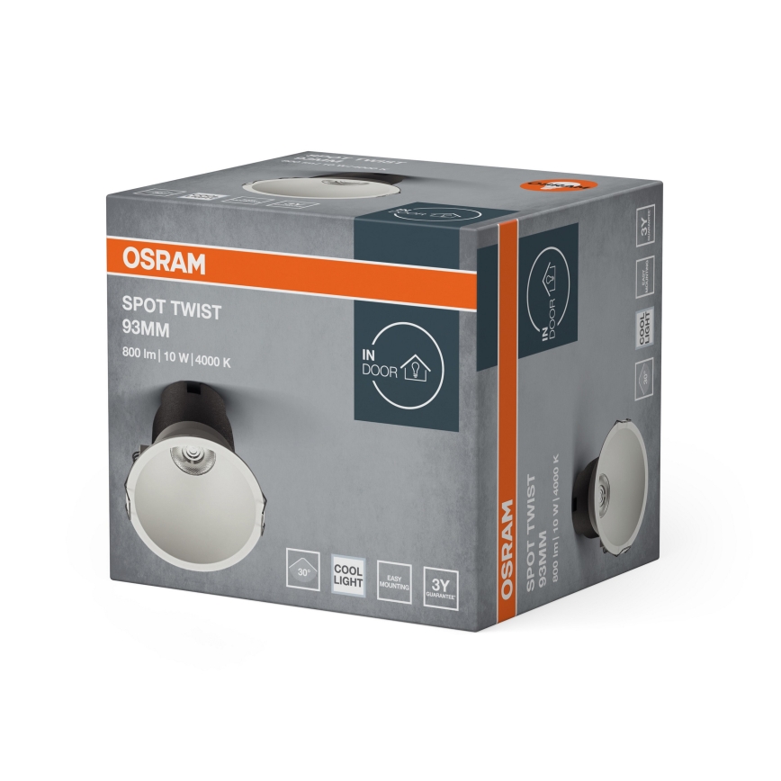 Osram - SPOT TWIST recessed LED downlight 10W/230V 4000K Ø 9.3 cm white
