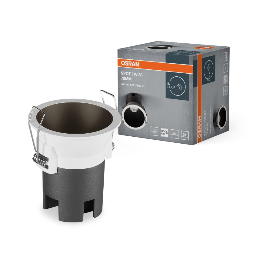 Osram - SPOT TWIST recessed LED downlight, 5W/230V, 4000K, Ø 7 cm, white/black