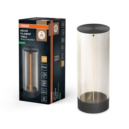 Osram - ENDURA STYLE LED Dimmable Touch Outdoor Table Lamp LED/1.5W/5V 2500 mAh USB IP54 Anthracite