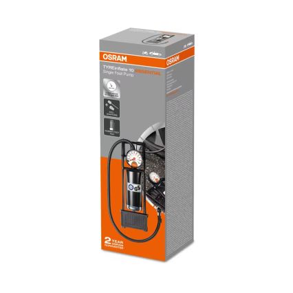 Osram - TYREINFLATE 10 ESSENTIAL OFP10ESN Foot-Operated Air Pump with Pressure Gauge