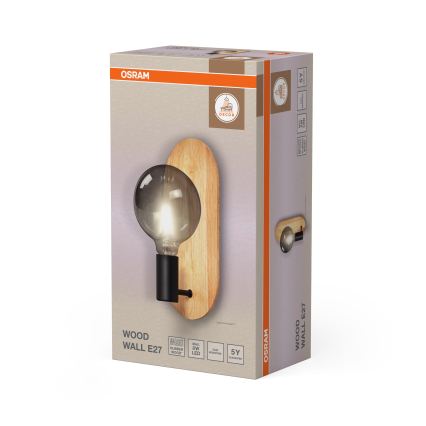Osram - Wall lamp DECOR WOOD 1xE27/8W/230V rubberwood