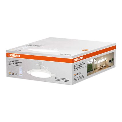 Osram - WING Dimmable LED ceiling light with fan, 36W, 230V, 3000/4000/6000K +remote control