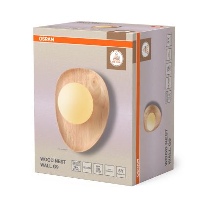 Osram - WOOD NEST Wall Light 1xG9/5W/230V Rubberwood