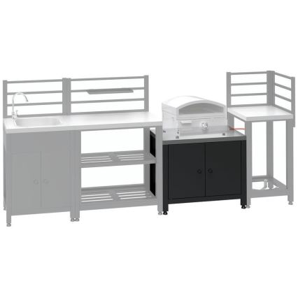 Outdoor cabinet module for grill, 80x47x69 cm, black/stainless steel