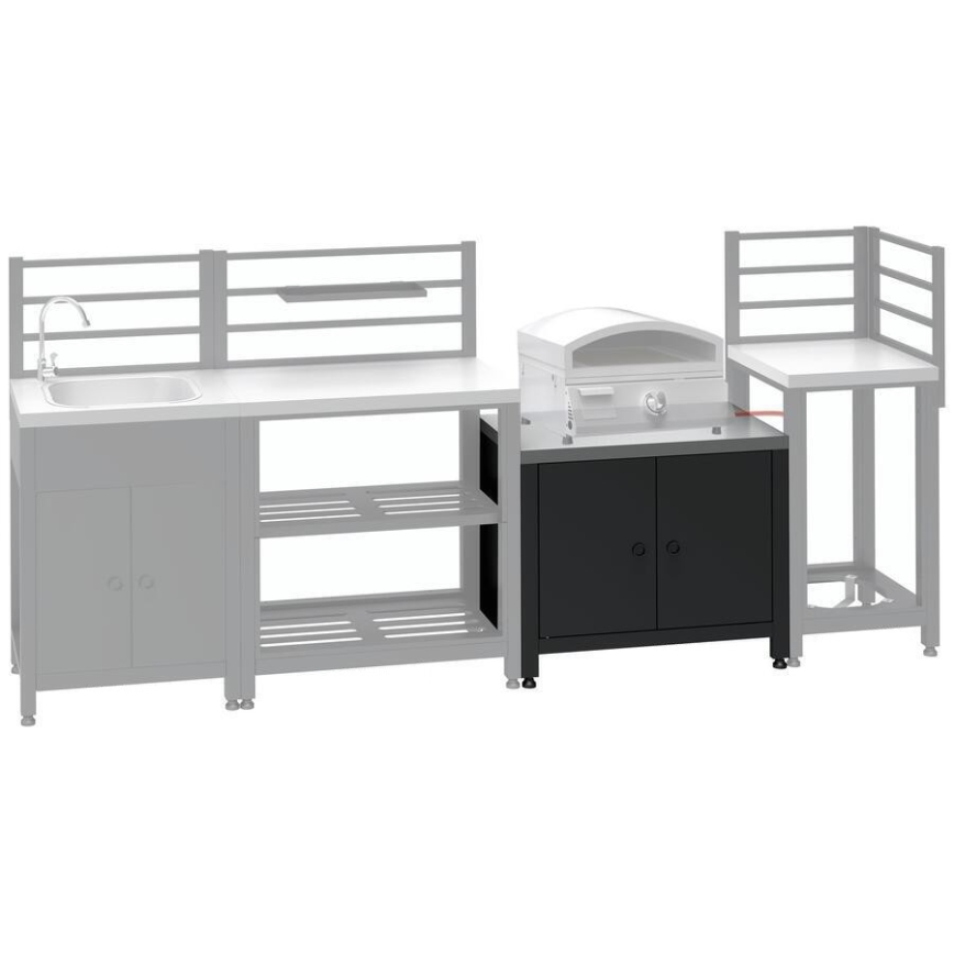 Outdoor cabinet module for grill, 80x47x69 cm, black/stainless steel