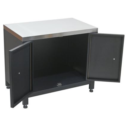 Outdoor cabinet module for grill, 80x47x69 cm, black/stainless steel
