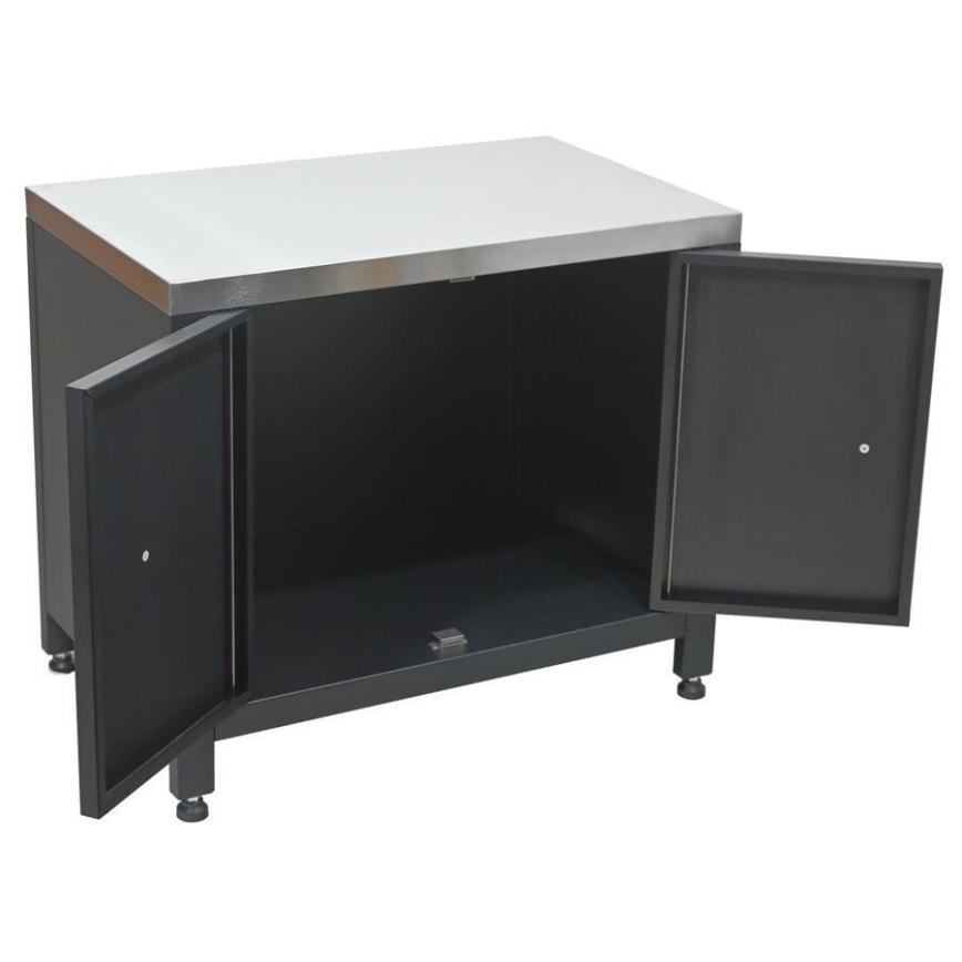 Outdoor cabinet module for grill, 80x47x69 cm, black/stainless steel