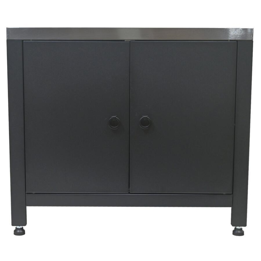 Outdoor cabinet module for grill, 80x47x69 cm, black/stainless steel