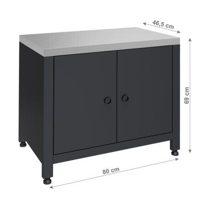Outdoor cabinet module for grill, 80x47x69 cm, black/stainless steel