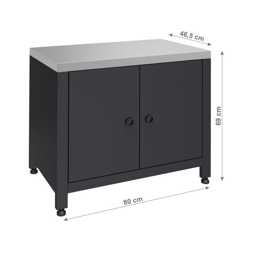 Outdoor cabinet module for grill, 80x47x69 cm, black/stainless steel