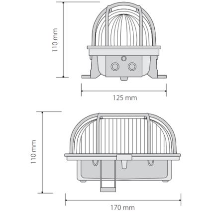 Outdoor ceiling light OVAL 1xE27/60W/230V IP44