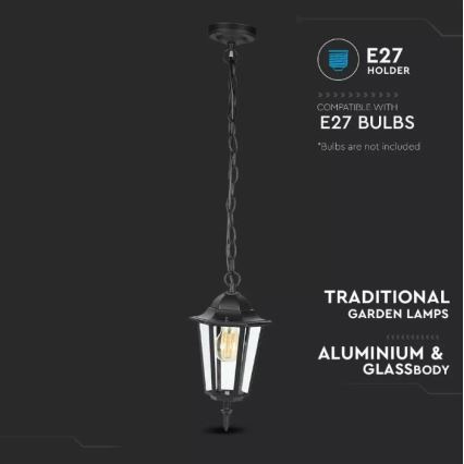 Outdoor chandelier on a chain 1xE27/40W/230V IP44 black