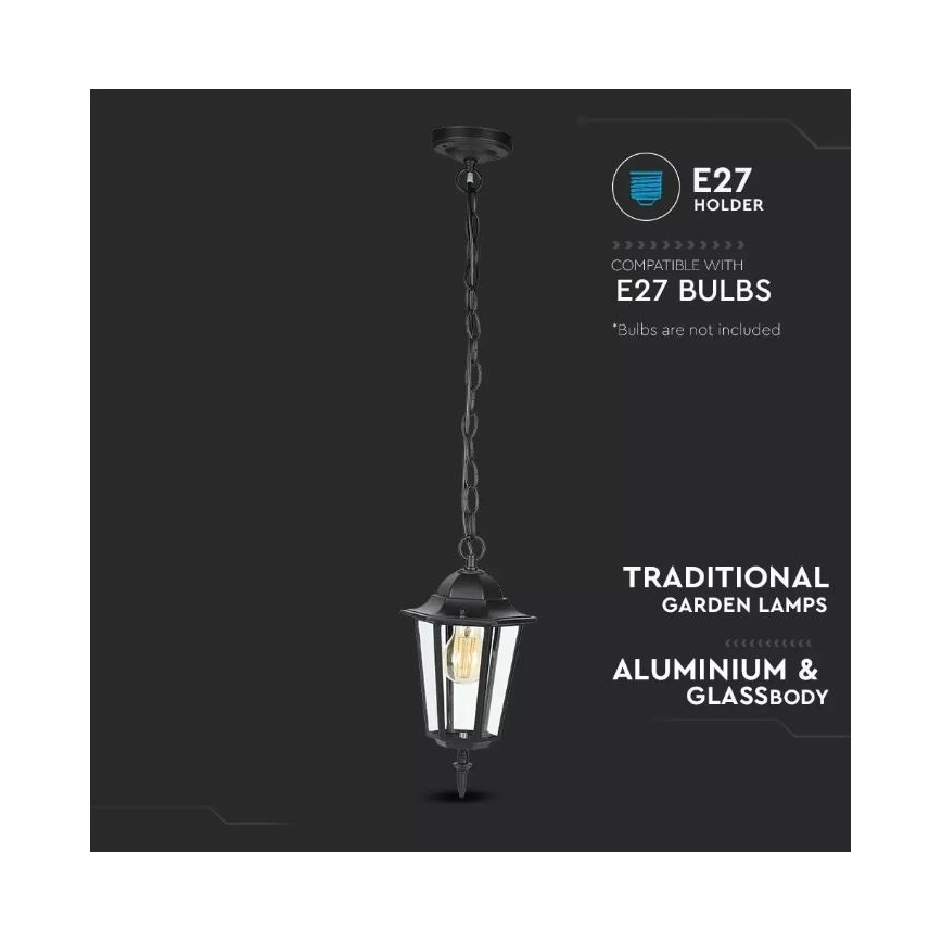 Outdoor chandelier on a chain 1xE27/40W/230V IP44 black